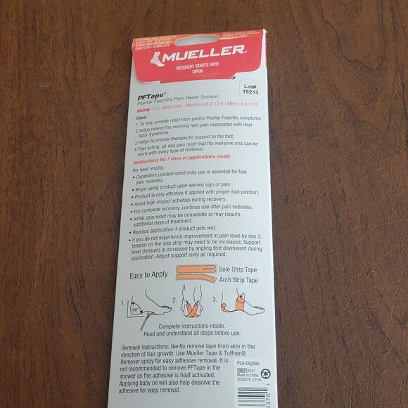 Mueller PFTape Pain Relief System  Plantar Fasciitis and Heel Pain 7 Pack NEW - Picture 5 of 9